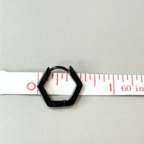 Metallo Stainless Steel Hexagon Hoop Earrings - Picture 2 of 3